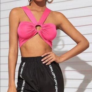 pink crop top